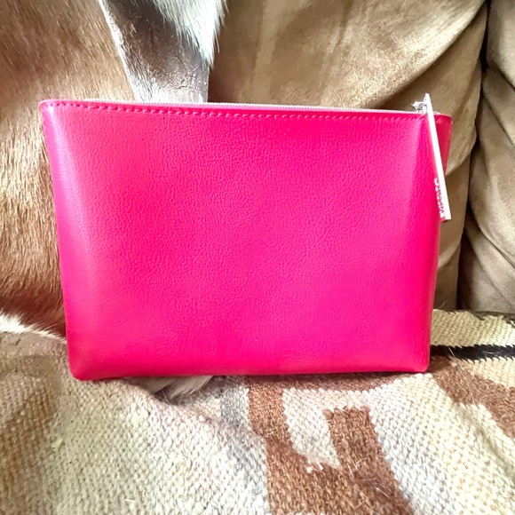 🆕 🎉 lancôme • hot pink cosmetic case pouch with gold zippers - Picture 7 of 12